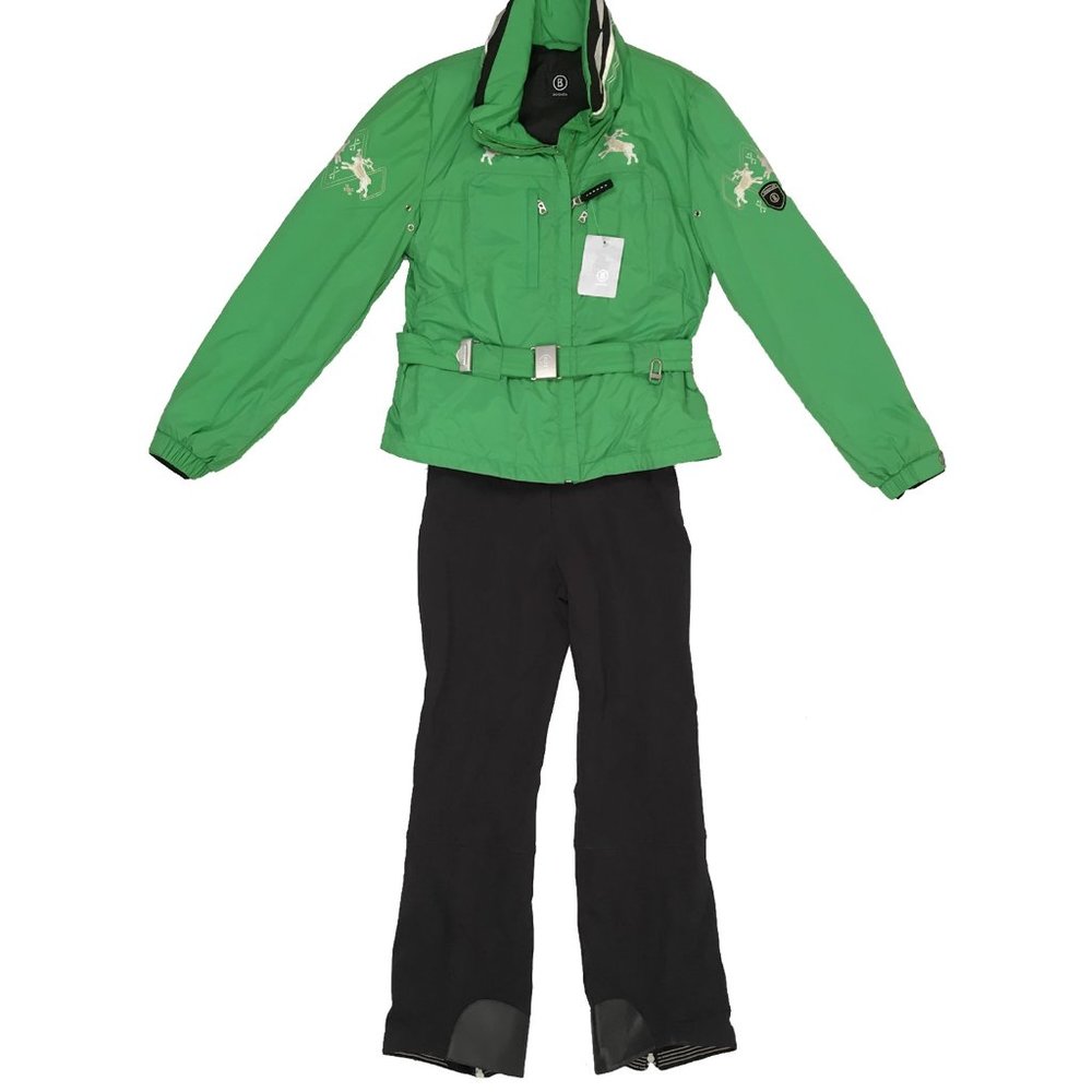 NEW BOGNER WOMENS 3 IN 1 SKI SUIT! 6 LONG  JACKET & PANTS SEPARATE  BLACK GREEN
